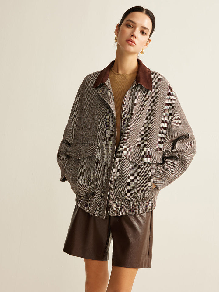 Gweeks - Herringbone Elegance Oversize Ceket - gweeks.com