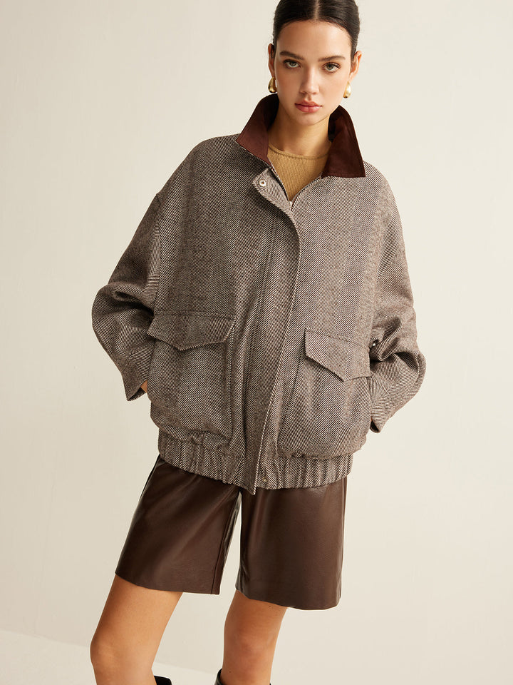 Gweeks - Herringbone Elegance Oversize Ceket - gweeks.com