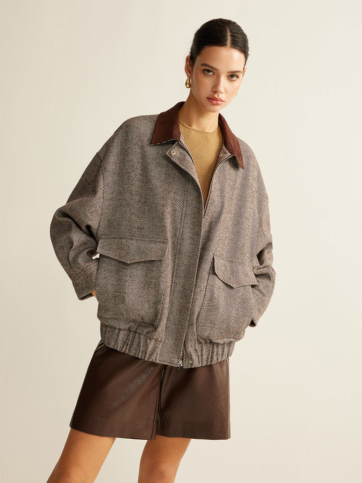 Gweeks - Herringbone Elegance Oversize Ceket - gweeks.com