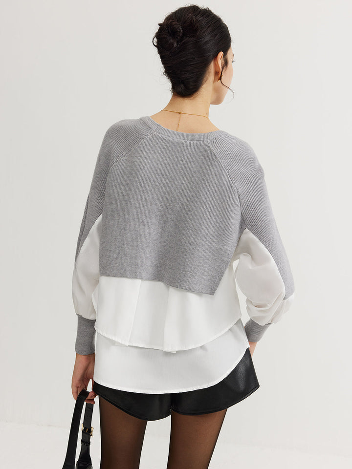 Gweeks - İkili Katmanlı Triko Bluz - gweeks.com