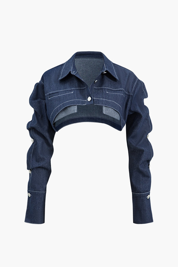 Gweeks - Indigo Crop Denim Gömlek - gweeks.com