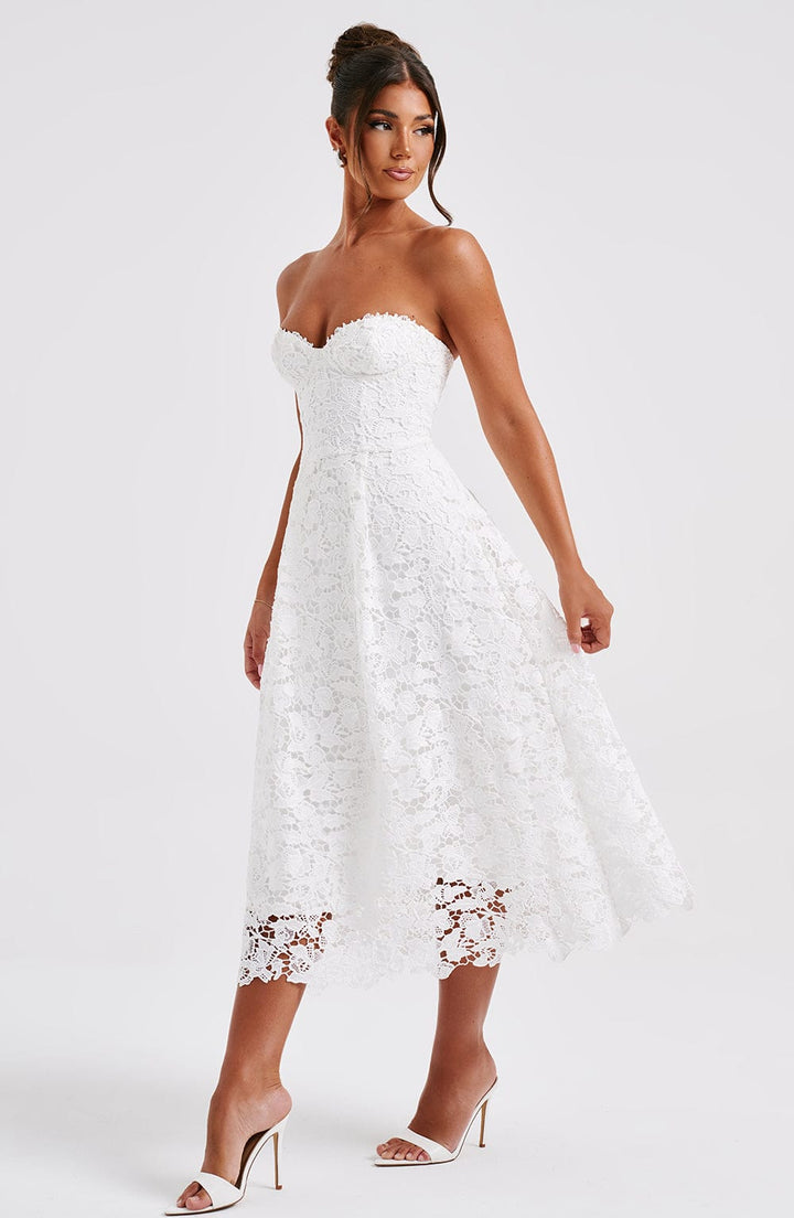 Gweeks - Ishani Dantel Midi Elbise - gweeks.com