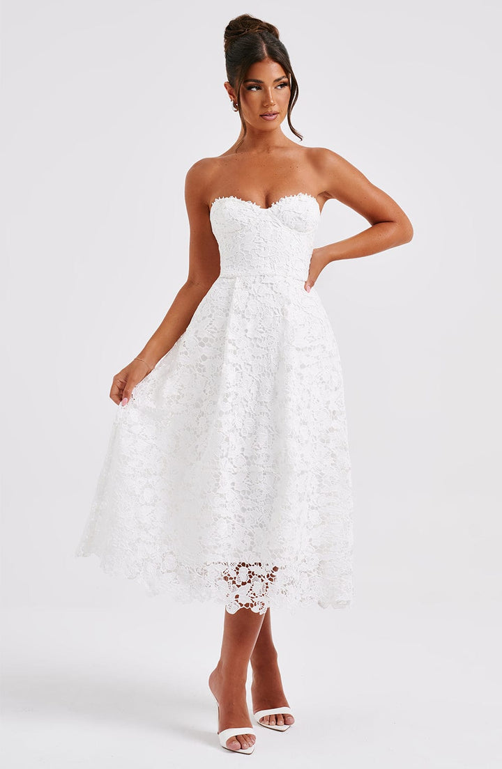 Gweeks - Ishani Dantel Midi Elbise - gweeks.com