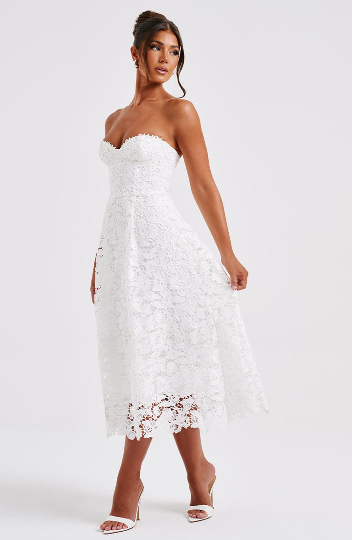 Gweeks - Ishani Dantel Midi Elbise - gweeks.com
