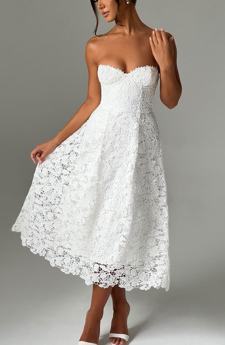 Gweeks - Ishani Dantel Midi Elbise - gweeks.com