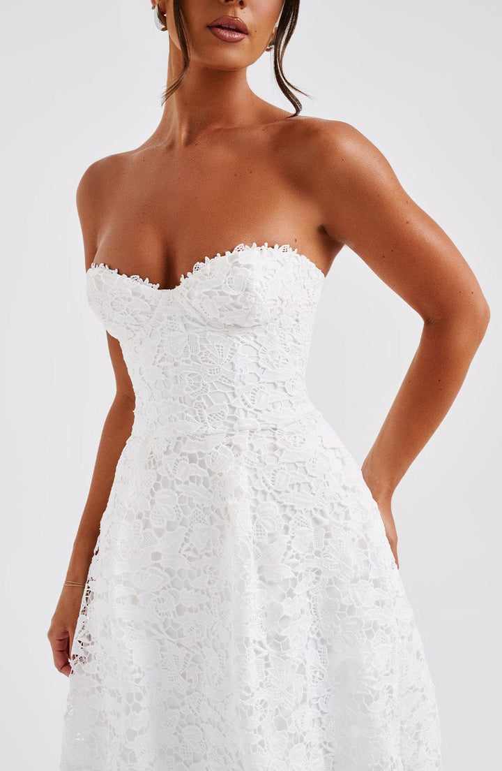 Gweeks - Ishani Dantel Midi Elbise - gweeks.com