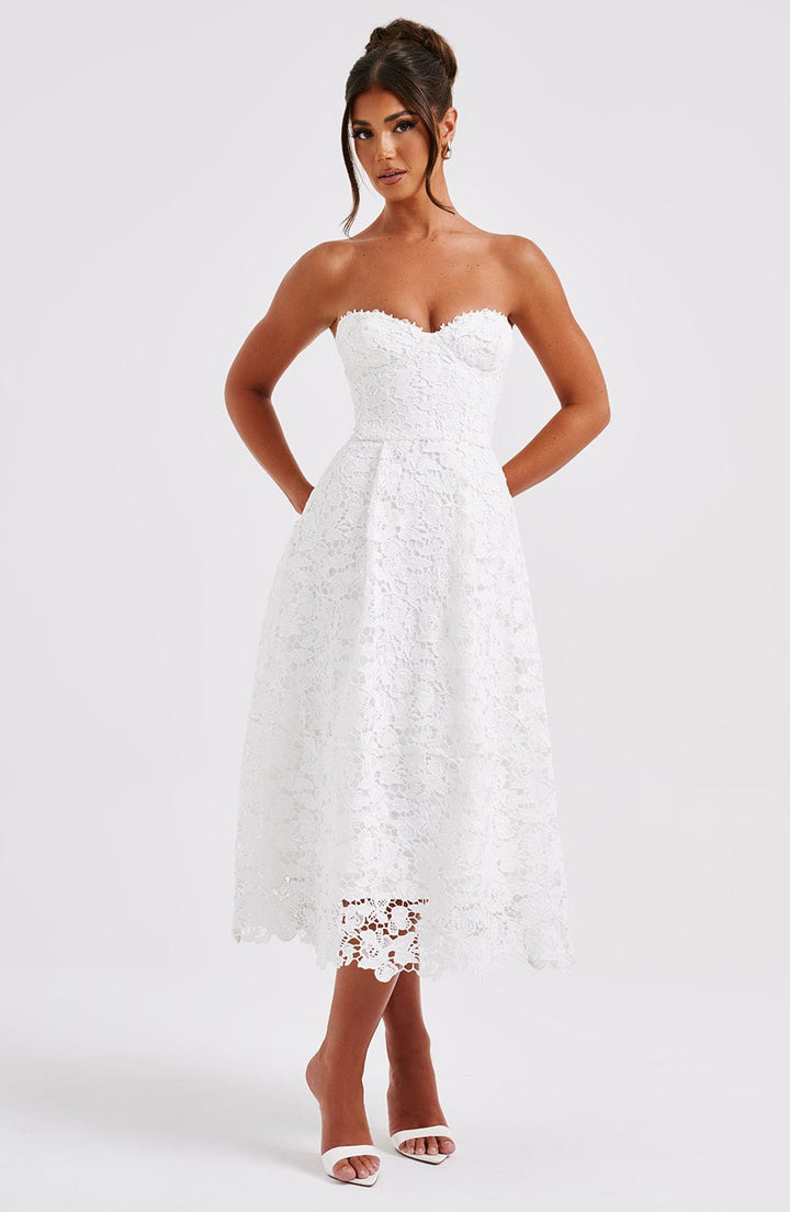 Gweeks - Ishani Dantel Midi Elbise - gweeks.com