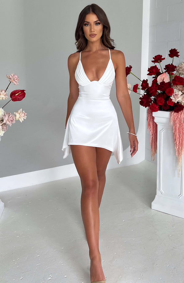 Gweeks - Ivory Grace Saten Mini Elbise - gweeks.com