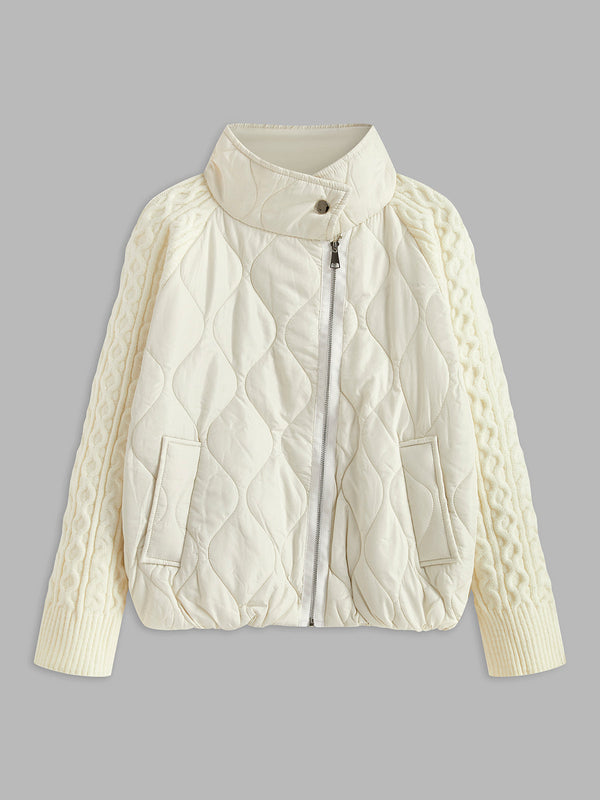 Gweeks - Ivory Quilted Knit Ceket - gweeks.com