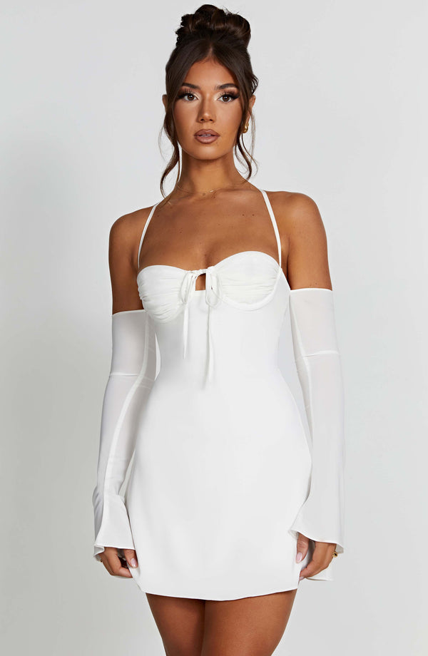 Gweeks - Ivory Whisper Askılı Mini Elbise - gweeks.com