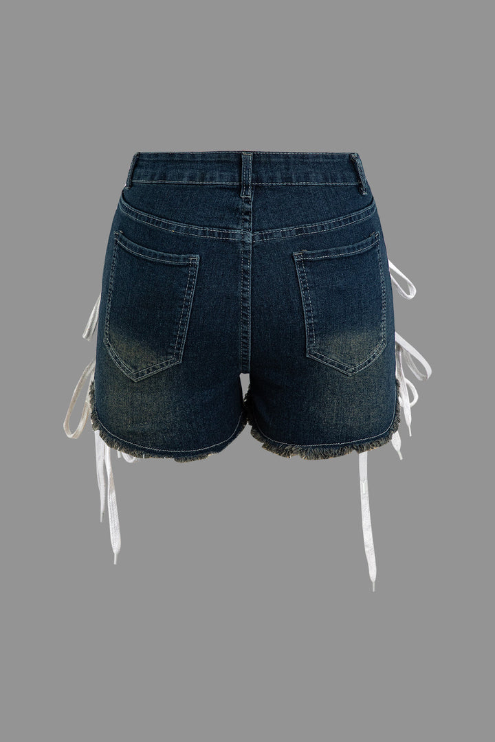 Gweeks - Lace-Up Denim Şort - gweeks.com