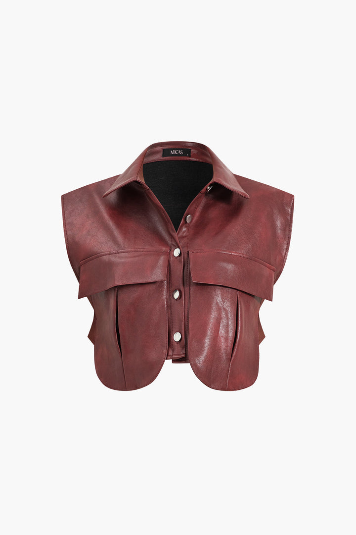 Gweeks - Leather Fusion Crop Yelek - gweeks.com