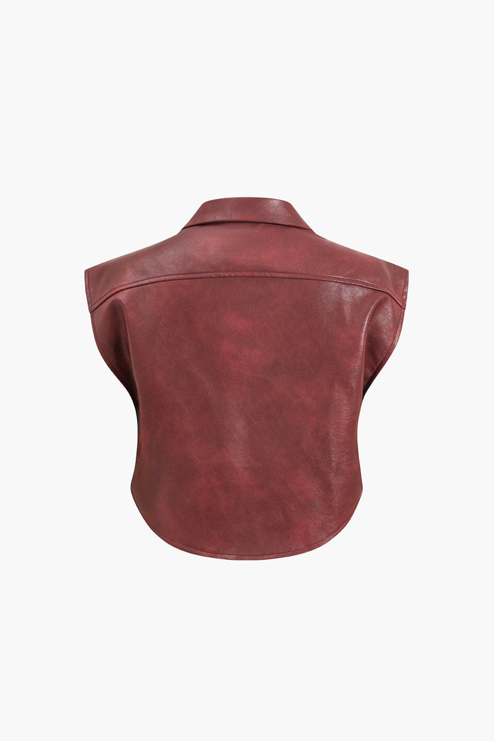 Gweeks - Leather Fusion Crop Yelek - gweeks.com