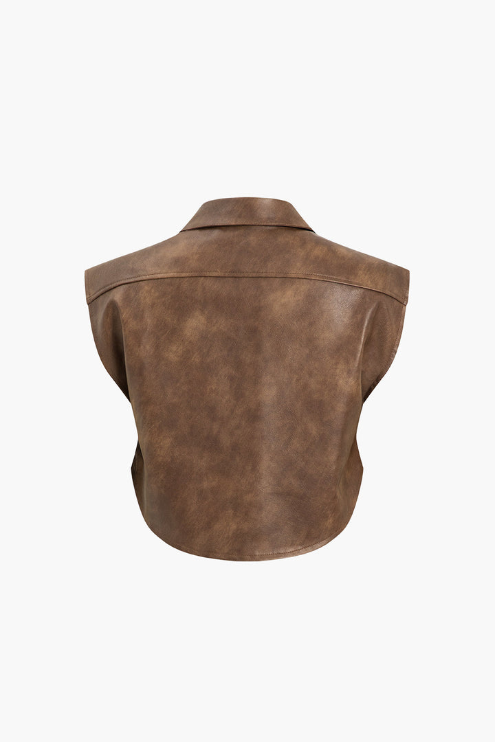 Gweeks - Leather Fusion Crop Yelek - gweeks.com