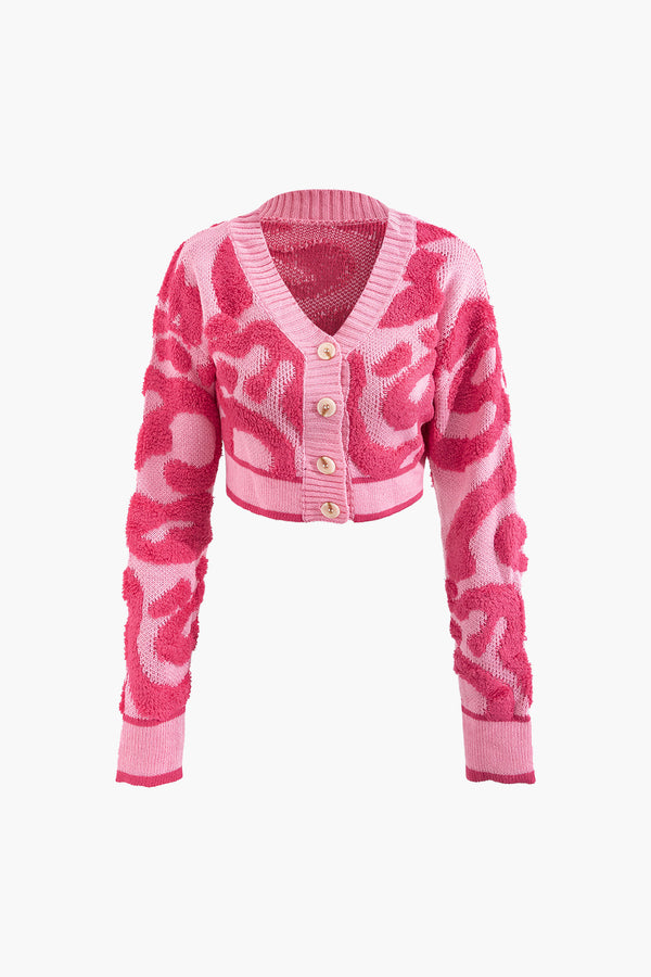 Gweeks - Leopar Desenli Renkli Triko Hırka - gweeks.com