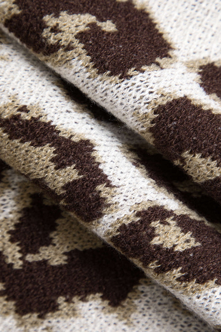 Gweeks - Leopard Knit Oversize Kazak - gweeks.com