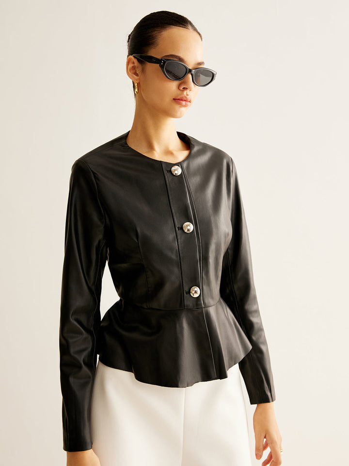Gweeks - Luxe Peplum Deri Ceket - gweeks.com