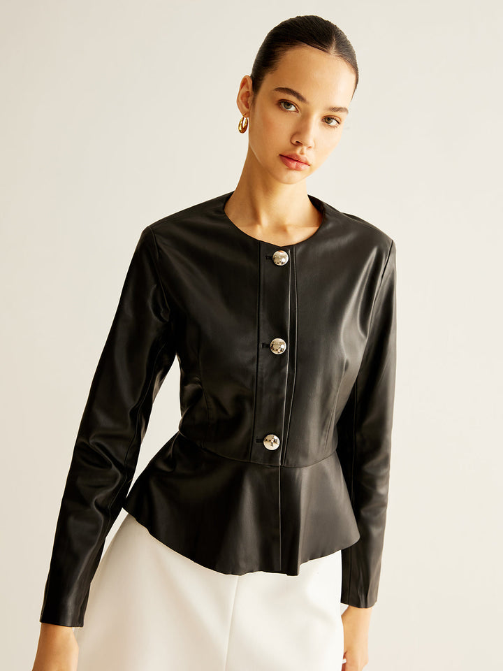 Gweeks - Luxe Peplum Deri Ceket - gweeks.com