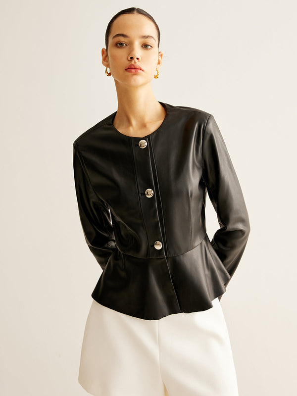 Gweeks - Luxe Peplum Deri Ceket - gweeks.com