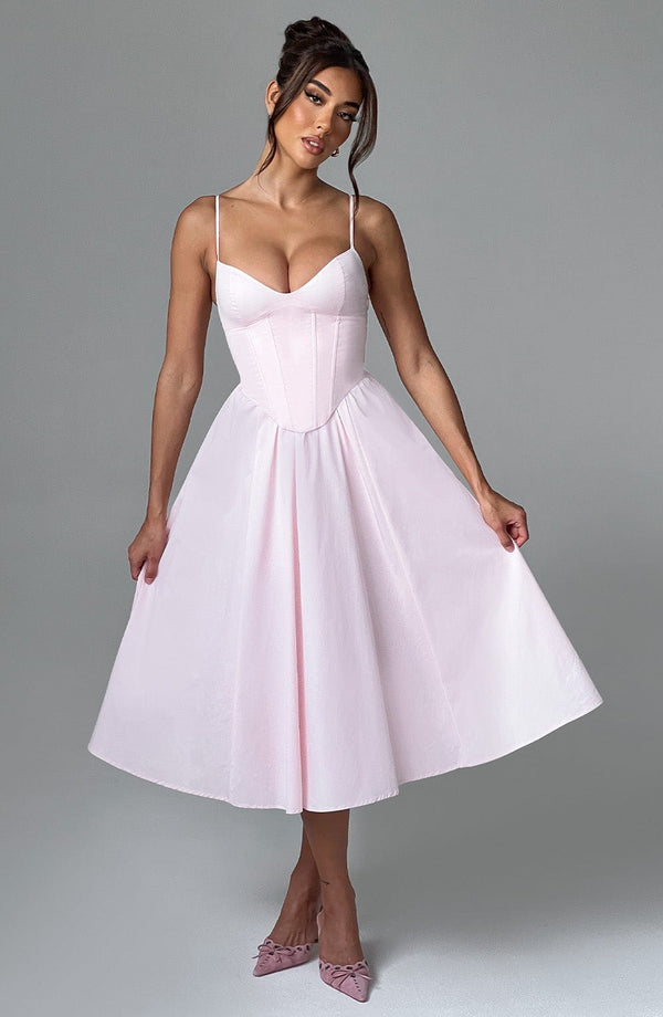 Gweeks - Mariella Romantik Blush Midi Elbise - gweeks.com
