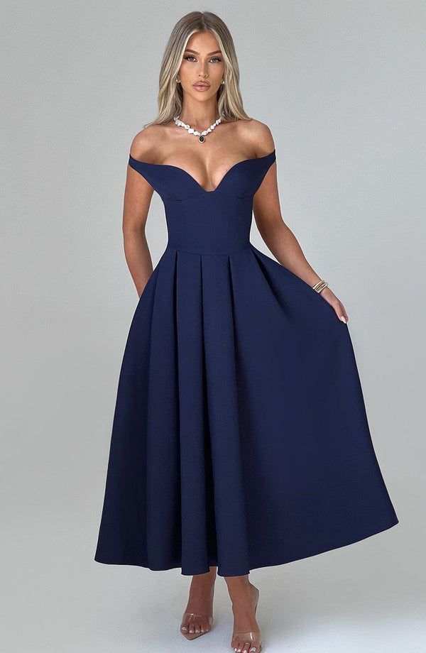 Gweeks - Midnight Grace Off-Shoulder Elbise - gweeks.com