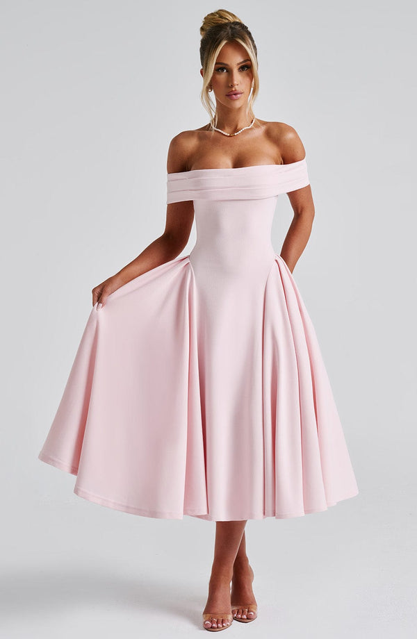 Gweeks - Miranda Omuz Dekolteli Blush Elbise - gweeks.com