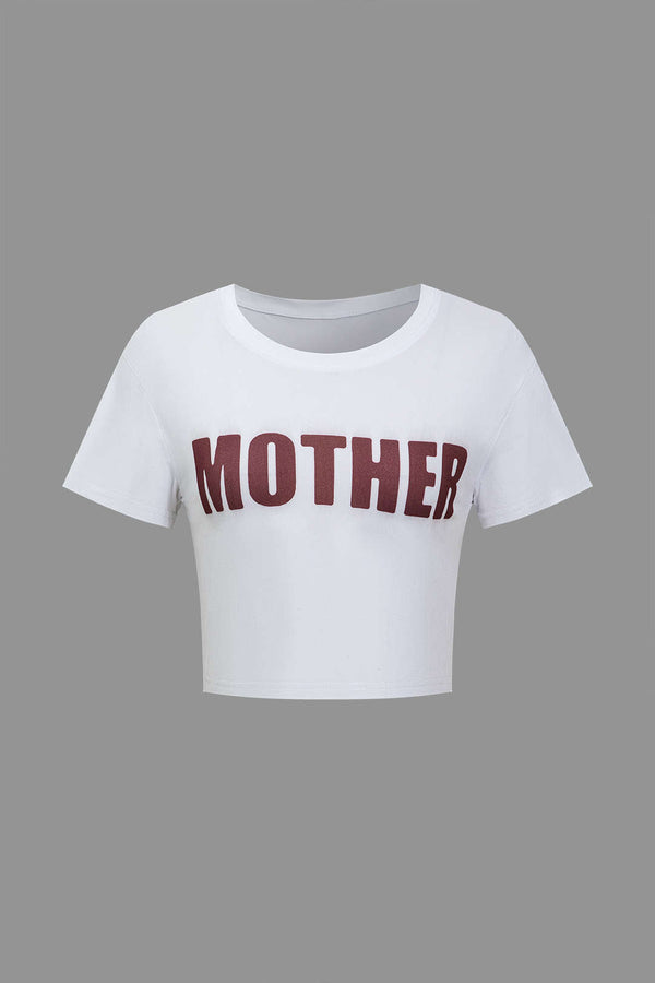 Gweeks - Mother Yazılı Crop T-Shirt - gweeks.com