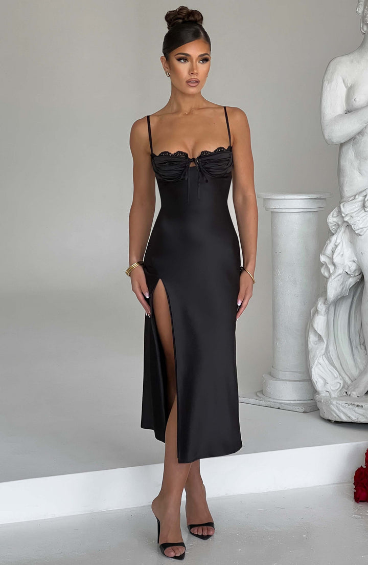 Gweeks - Noir Allure Midi Elbise - gweeks.com