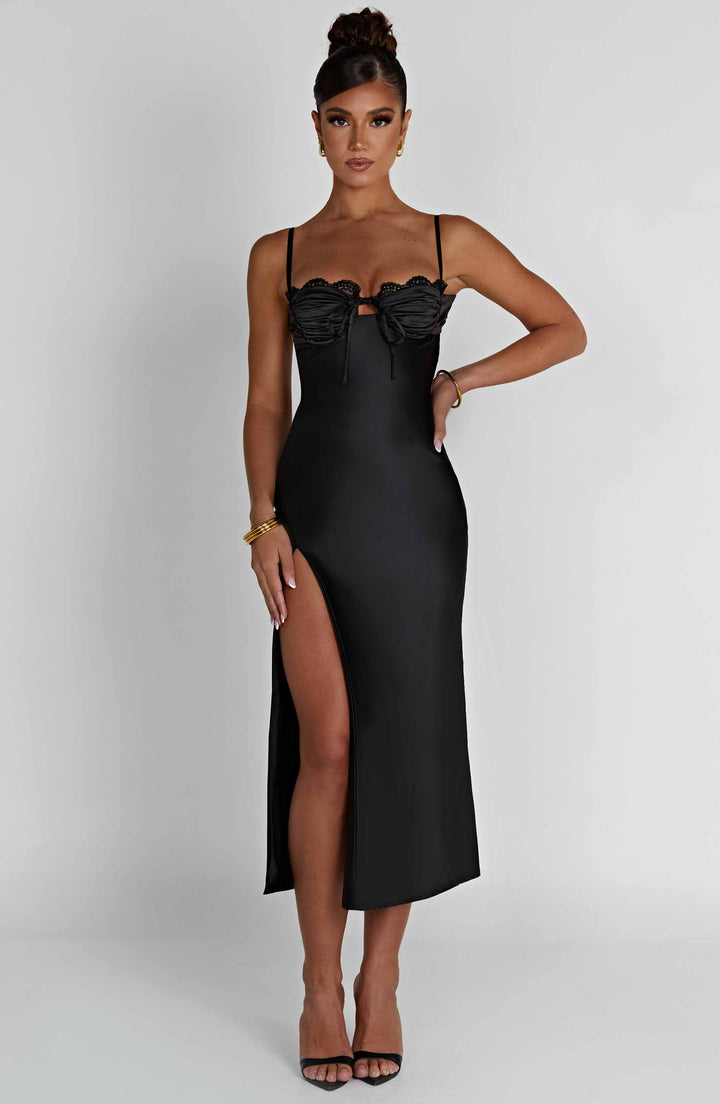 Gweeks - Noir Allure Midi Elbise - gweeks.com