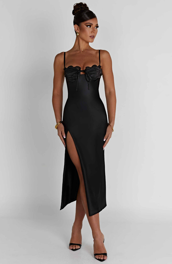 Gweeks - Noir Allure Midi Elbise - gweeks.com