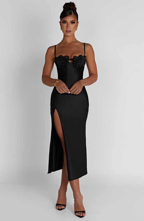 Gweeks - Noir Allure Midi Elbise - gweeks.com