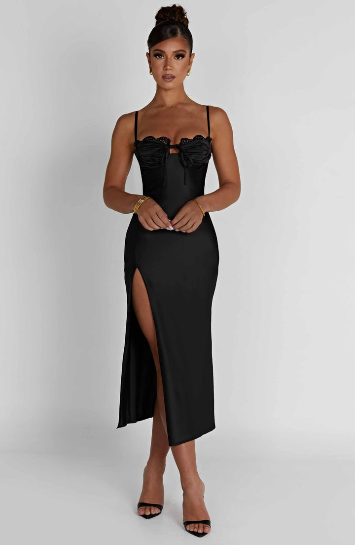 Gweeks - Noir Allure Midi Elbise - gweeks.com