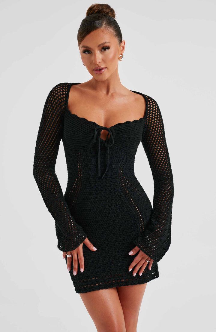Gweeks - Noir Allure Örgü Mini Elbise - gweeks.com