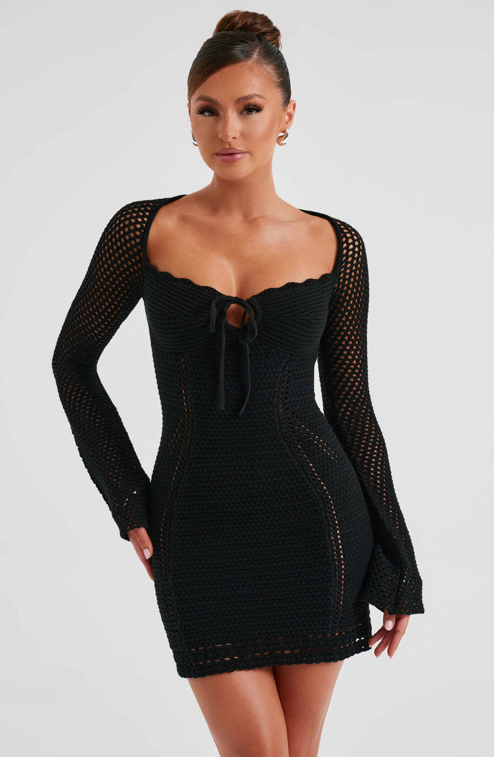 Gweeks - Noir Allure Örgü Mini Elbise - gweeks.com