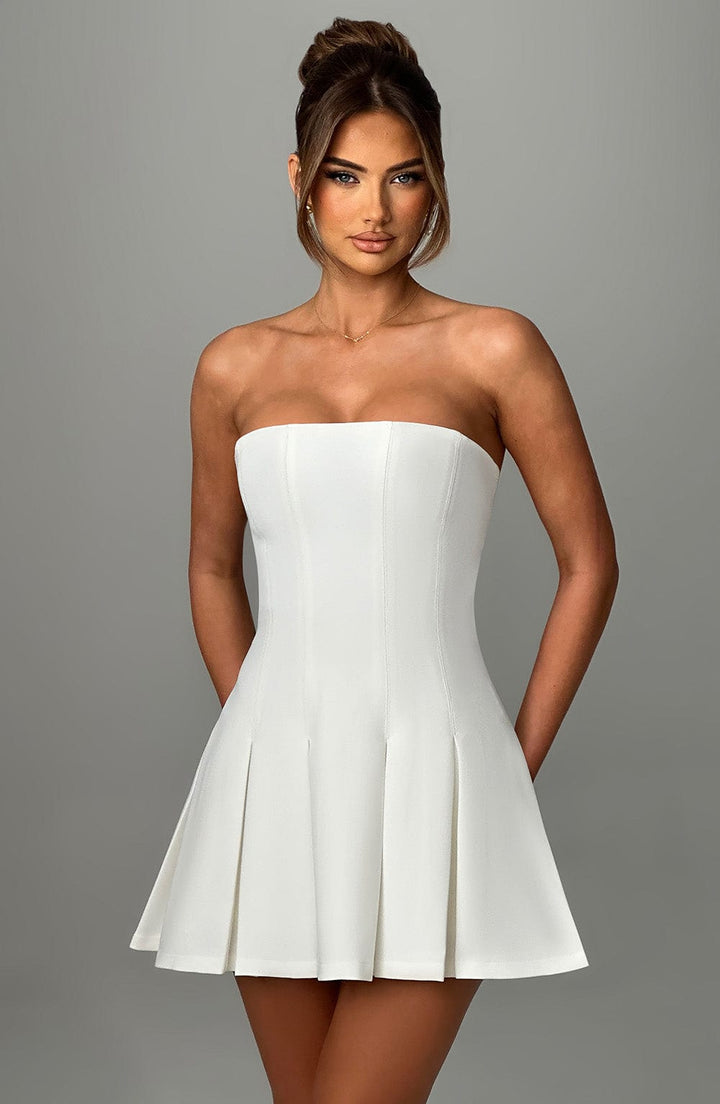 Gweeks - Pearl Elegance Straplez Mini Elbise - gweeks.com
