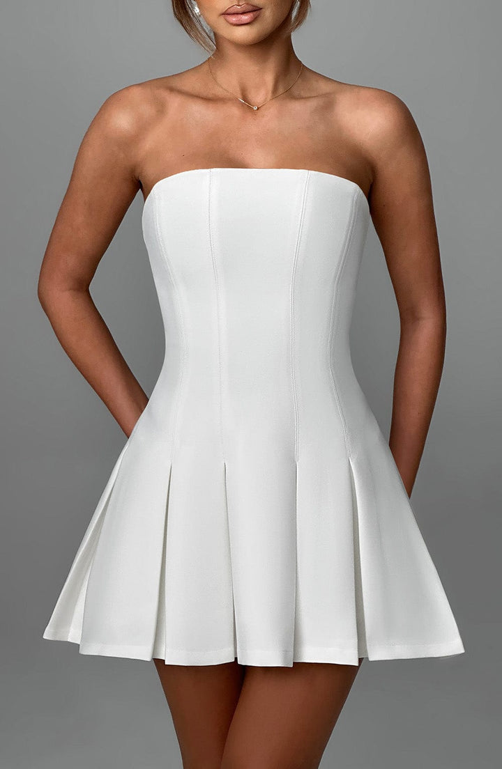 Gweeks - Pearl Elegance Straplez Mini Elbise - gweeks.com