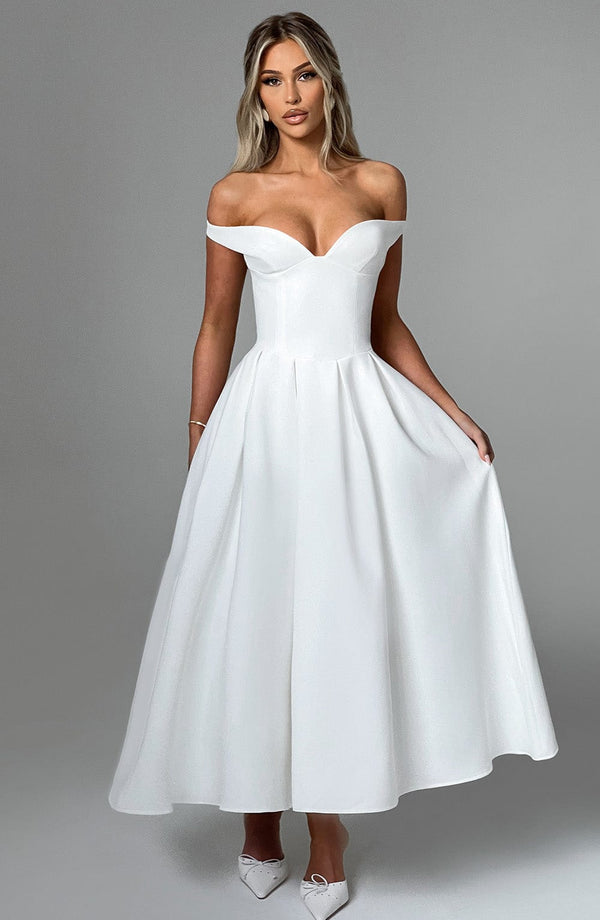 Gweeks - Pure Grace Off-Shoulder Elbise - gweeks.com