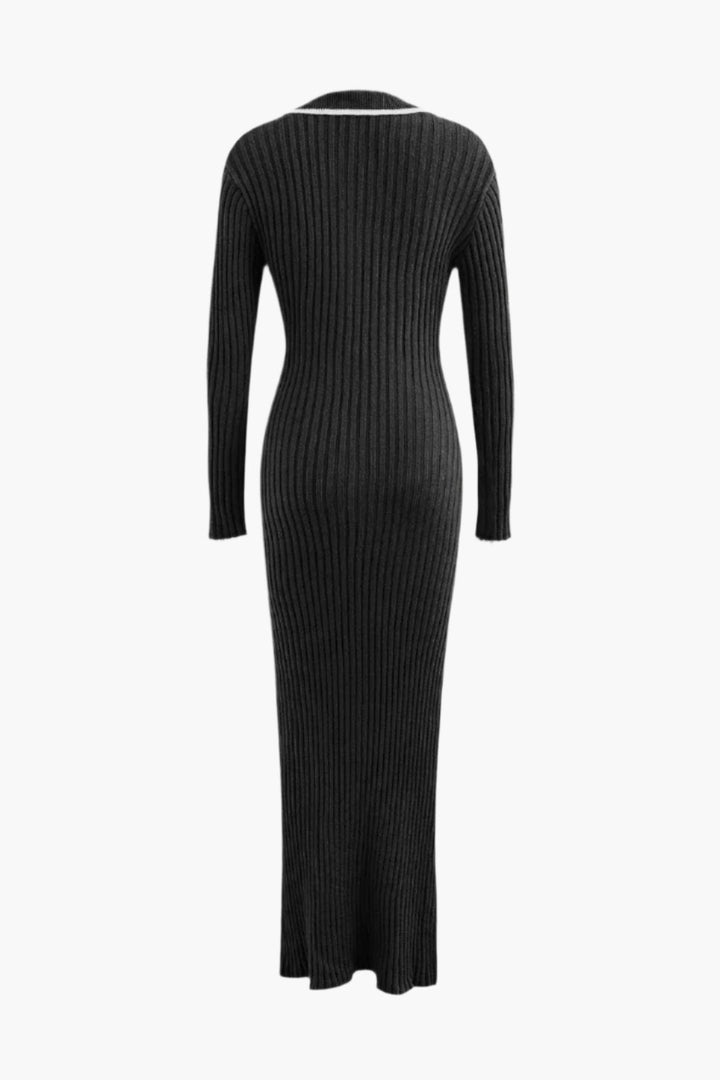 Gweeks - Ribbed Elegance Maxi Elbise - gweeks.com