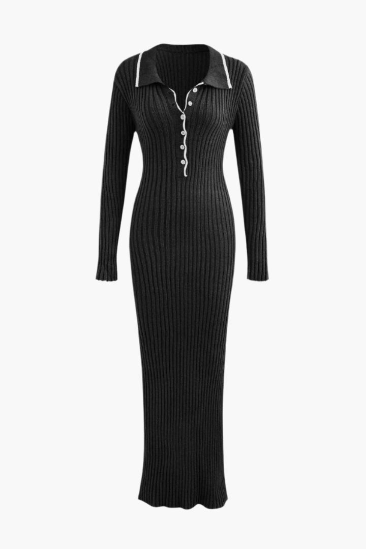 Gweeks - Ribbed Elegance Maxi Elbise - gweeks.com