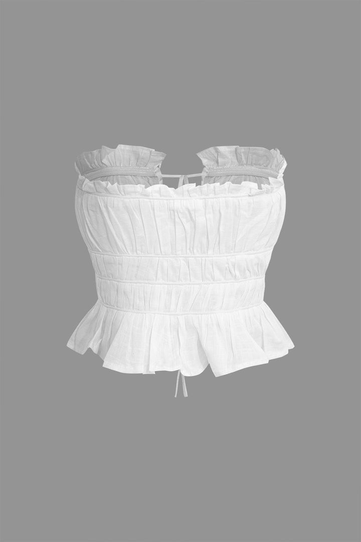 Gweeks - Romantic Ruffles Crop Bluz - gweeks.com