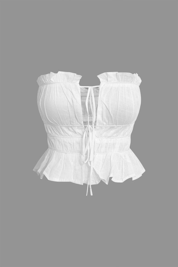Gweeks - Romantic Ruffles Crop Bluz - gweeks.com