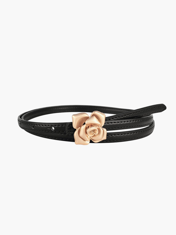 Gweeks - Rose Charm İnce Deri Kemer - gweeks.com