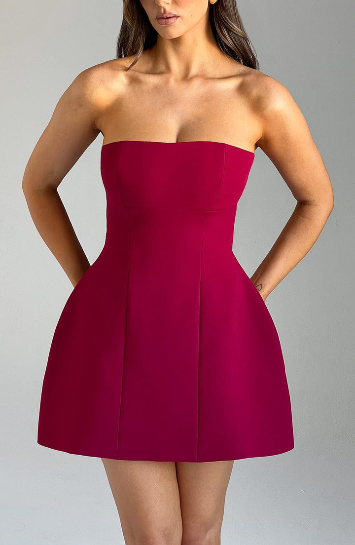 Gweeks - Ruby Elegance Straplez Mini Elbise - gweeks.com