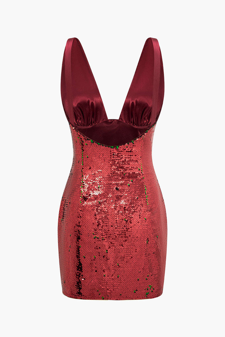 Gweeks - Ruby Glow Payetli Mini Elbise - gweeks.com