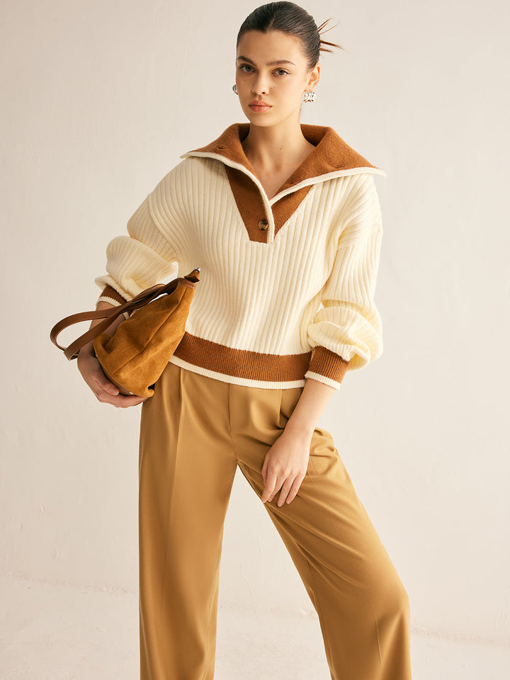 Gweeks - Rustic Harmony Yaka Detaylı Triko - gweeks.com