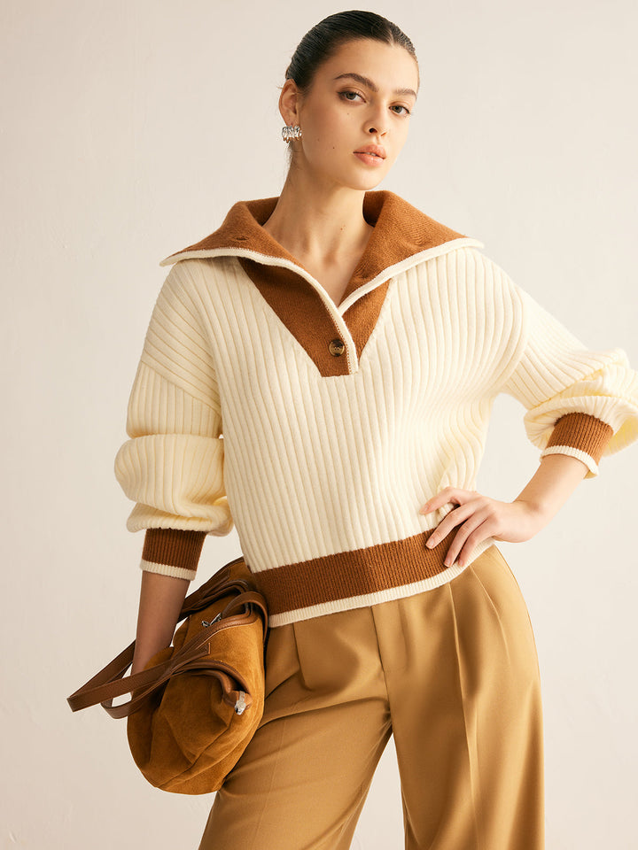 Gweeks - Rustic Harmony Yaka Detaylı Triko - gweeks.com