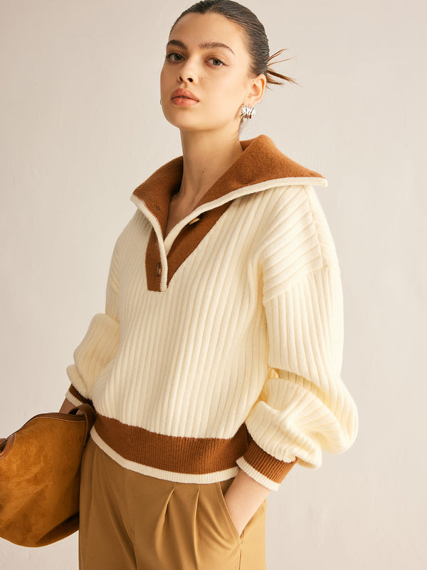 Gweeks - Rustic Harmony Yaka Detaylı Triko - gweeks.com