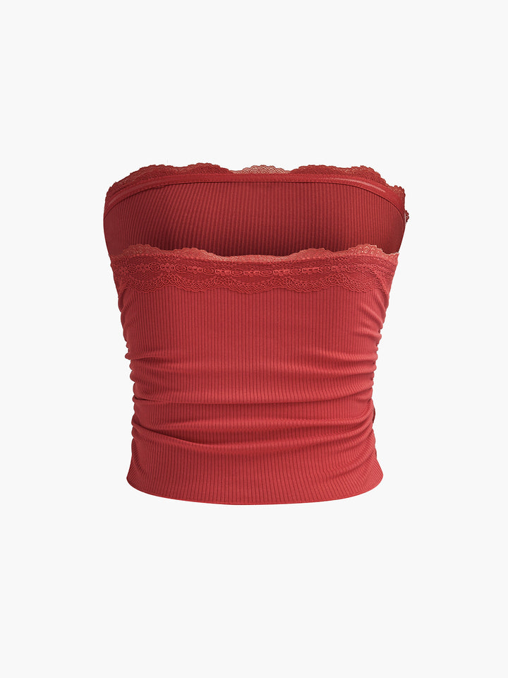 Gweeks - Scarlet Charm Straplez Kırmızı Bluz - gweeks.com