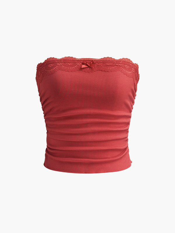 Gweeks - Scarlet Charm Straplez Kırmızı Bluz - gweeks.com