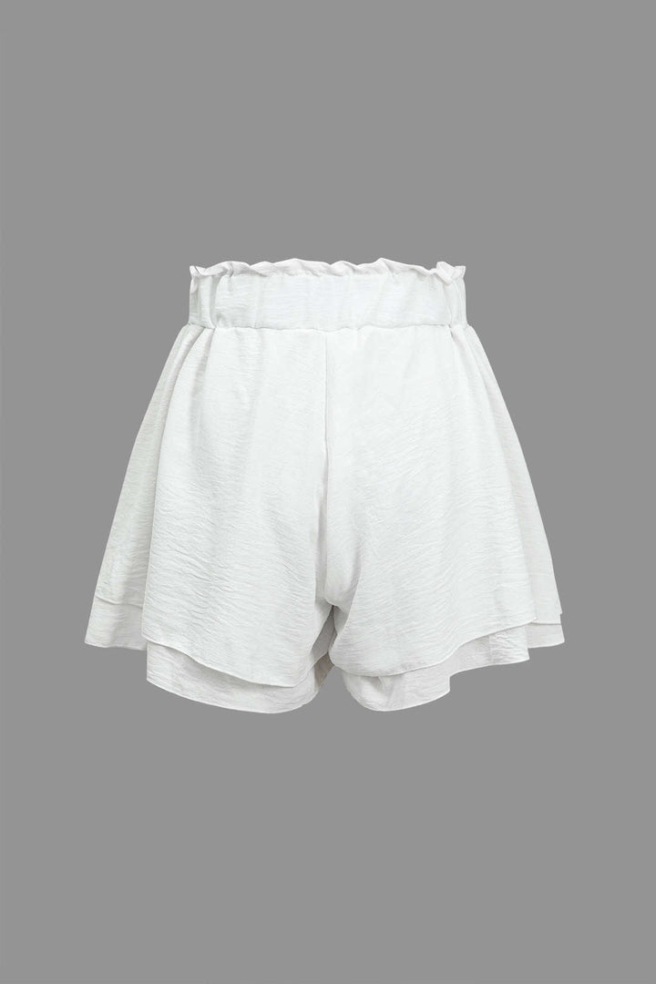 Gweeks - Solid Long-Sleeve Shirt And Ruffle Short Set - gweeks.com